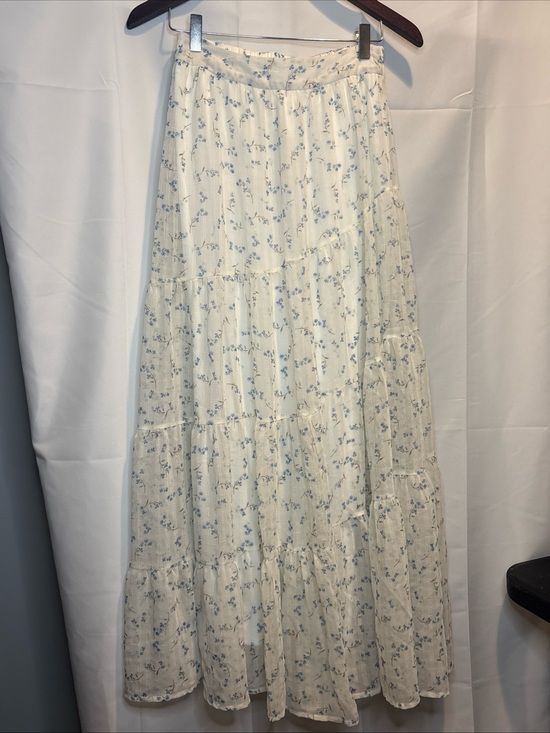 Altar'd State Dresses & Skirts - Altar'd State Cream Maxi Skirt with Light Blue Floral Print